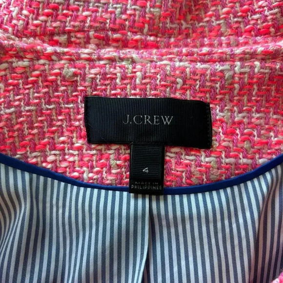 J. CREW Peplum Tweed Jacket Neon Fuchsia Classic Fit Size 4 - Picture 4 of 5